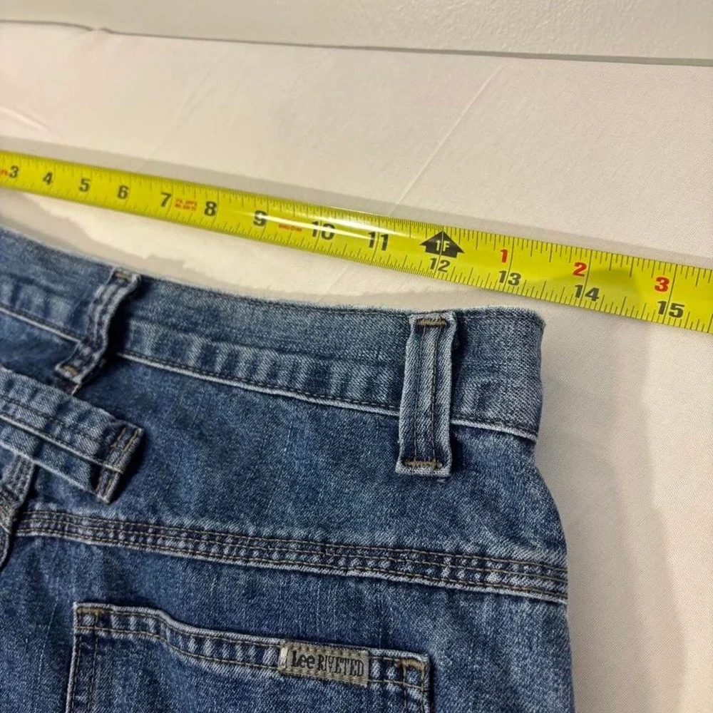 Vintage Lee Riveted 90s Baggy Denim Jeans Blue Carpenter Pants 0191